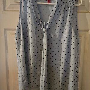 #111 Vince Camuto Light Blue Polka Dot Blouse